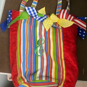 “E” monogrammed bag, intended to use for dance but then we stopped dancing